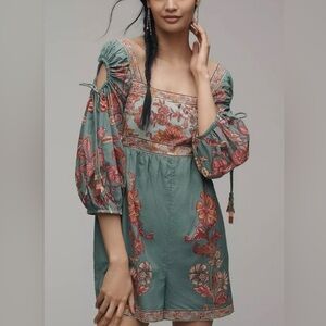 Farm Rio for Anthropology Floral Bohemian Romper Size XL
